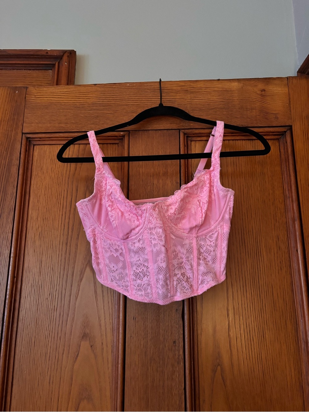 Hollister Pink Lace Longline Bustier Top